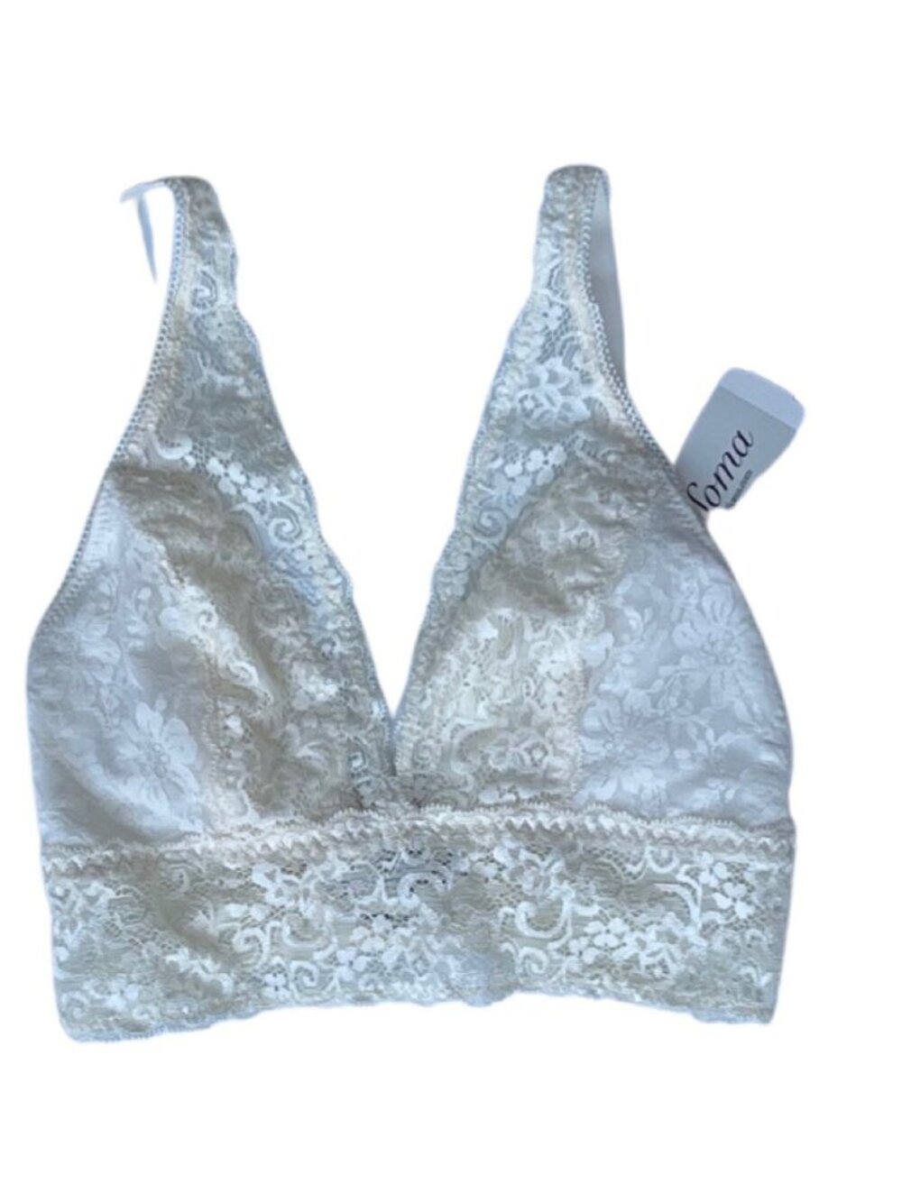 NEW Soma Lace Plunge Bralette Wireless Unlined Bra XS Convertible Straps